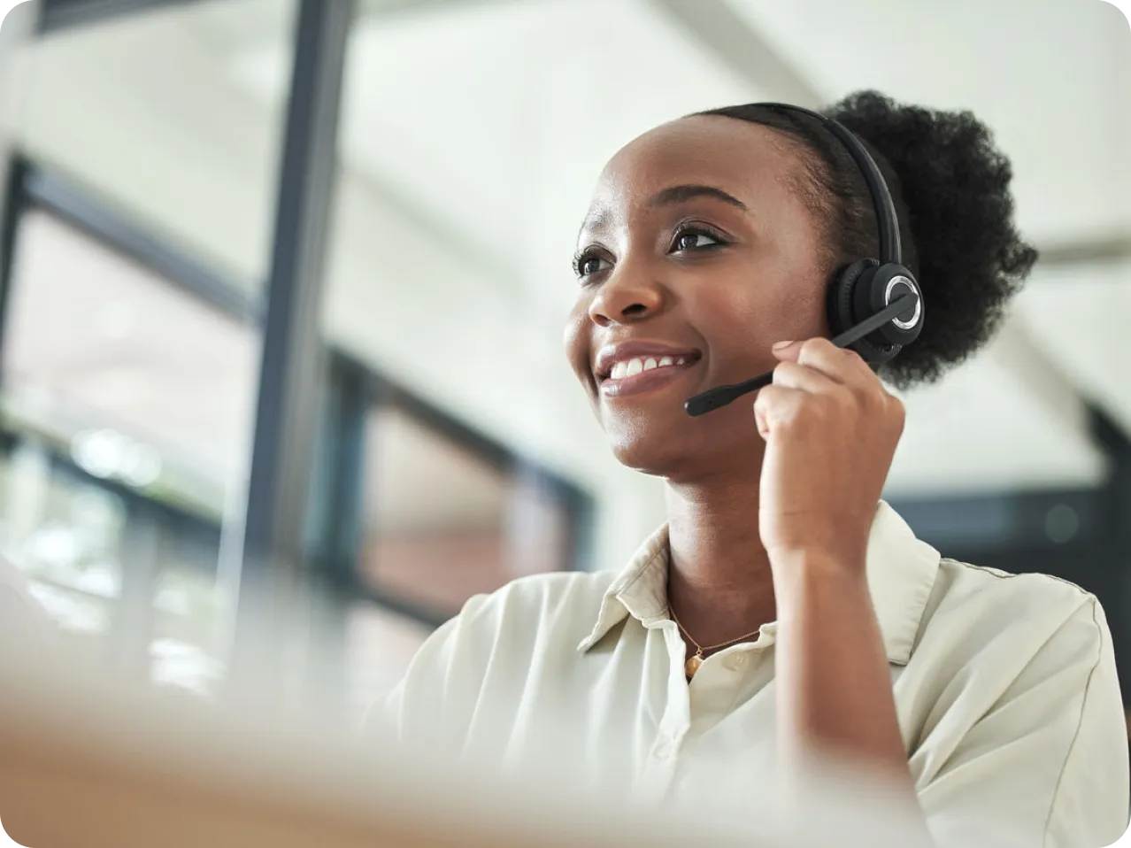 Sempro support specialist wearing a headset