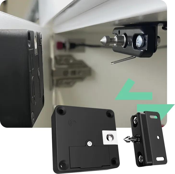 Sempro Pull stealth lock mounted inside a cabinet drawer